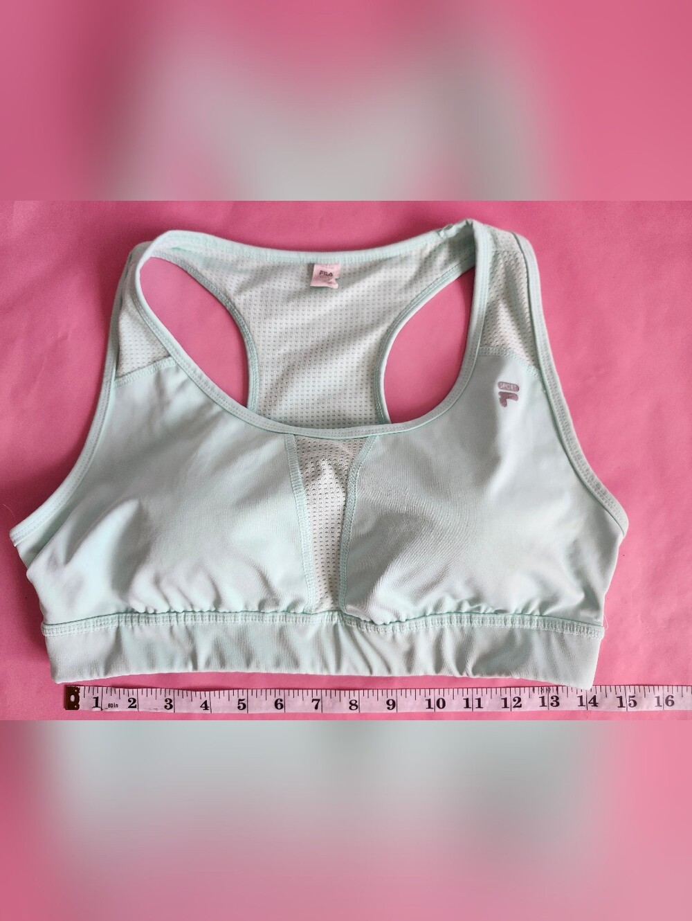 FILA SPORT Womens XL Sports Bra Mint Green Set-In Molded Pads Racerback Mesh